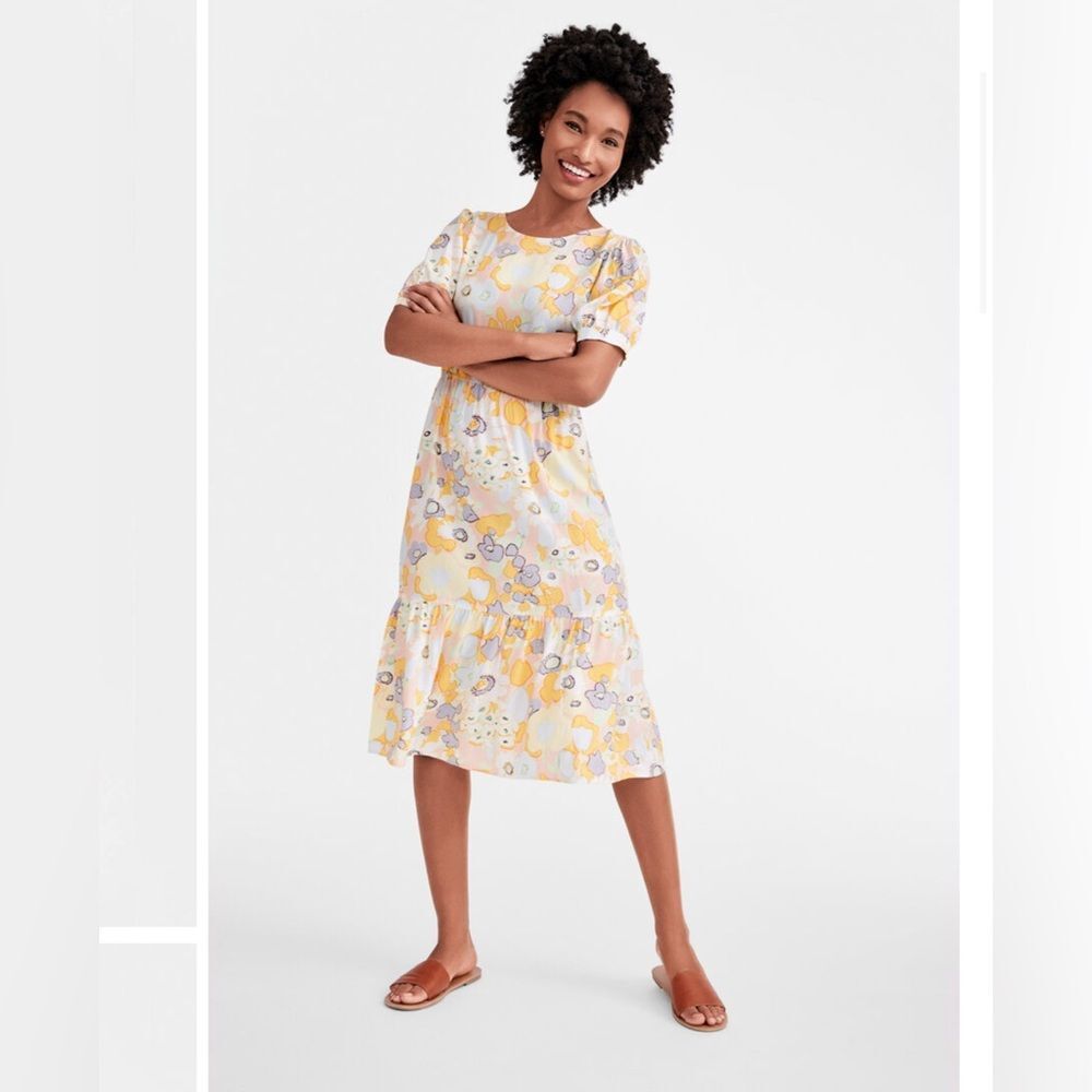 LOFT Floral Dress with Yellow and Green Accents Women's Size 8 P